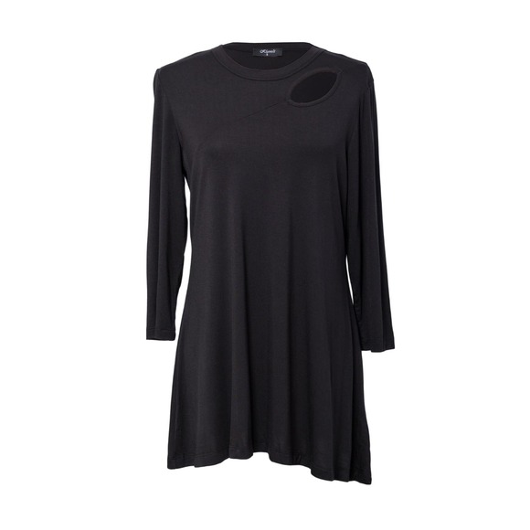 Women's Black Tunic Size M Round Neck Keyhole Top 3/4 Sleeve NWT Klaveli - Picture 2 of 3